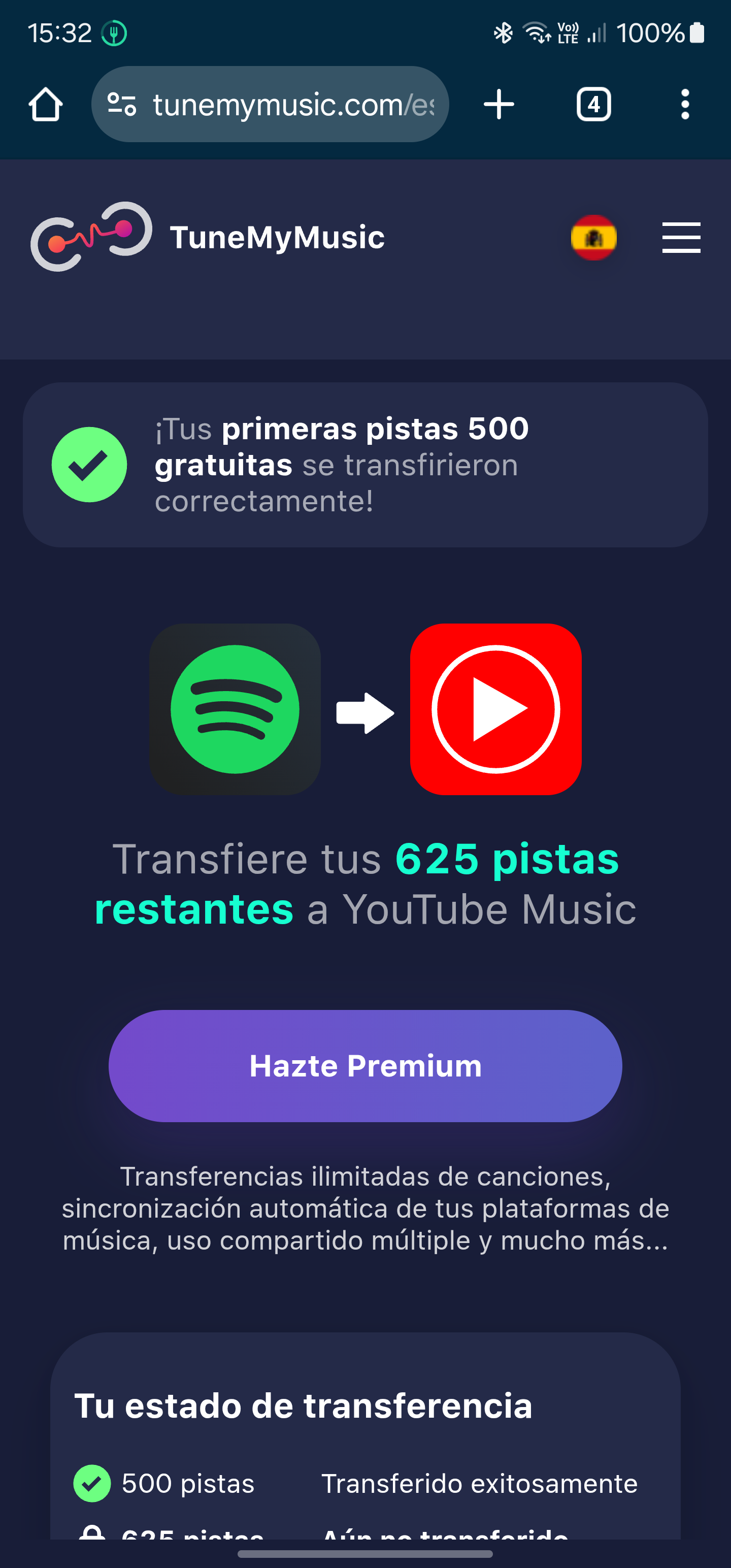 Cómo pasar listas de Spotify a YouTube Music gratis -